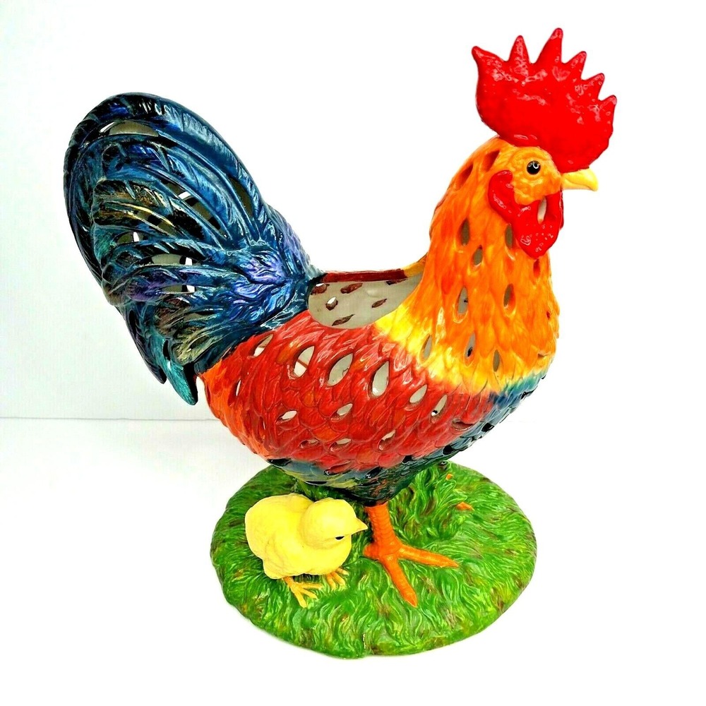 Partylite‎ Large Rooster & Chics Tea Light Holder Country Farmhouse Look NEW - Picture 3 of 7